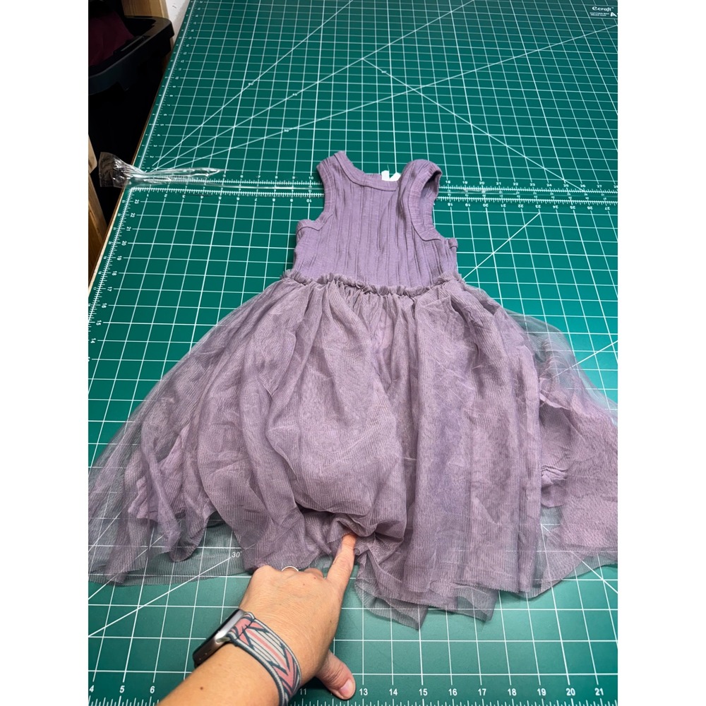 Cotton On Kids Girls Purple Ribbed Tulle Tutu Dress Size 6 Sleeveless Twirl